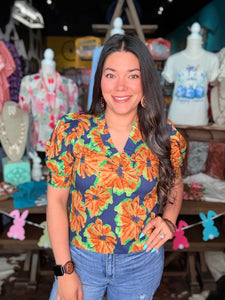 Floral Crush Blouse - Orange