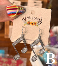 Load image into Gallery viewer, Silver Music Note Earrings
