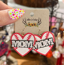Load image into Gallery viewer, Mom Heart Sports Earrings
