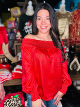 Load image into Gallery viewer, Metallic Red Off the Shoulder Top
