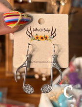 Load image into Gallery viewer, Silver Music Note Earrings
