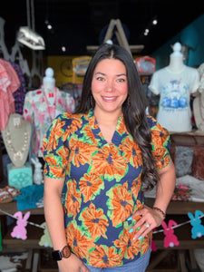 Floral Crush Blouse - Orange