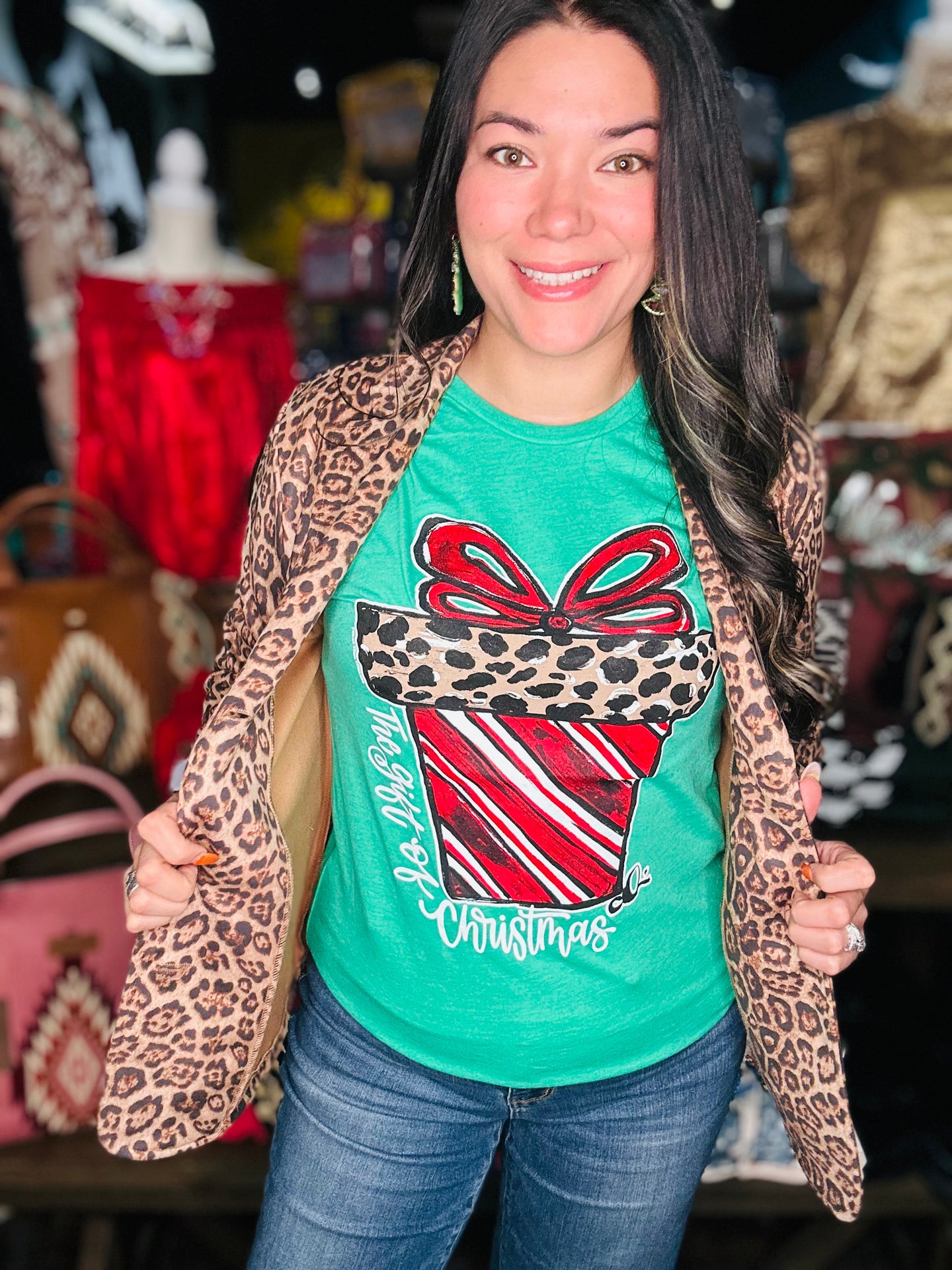 Callie Ann Candy Cane Green Tee