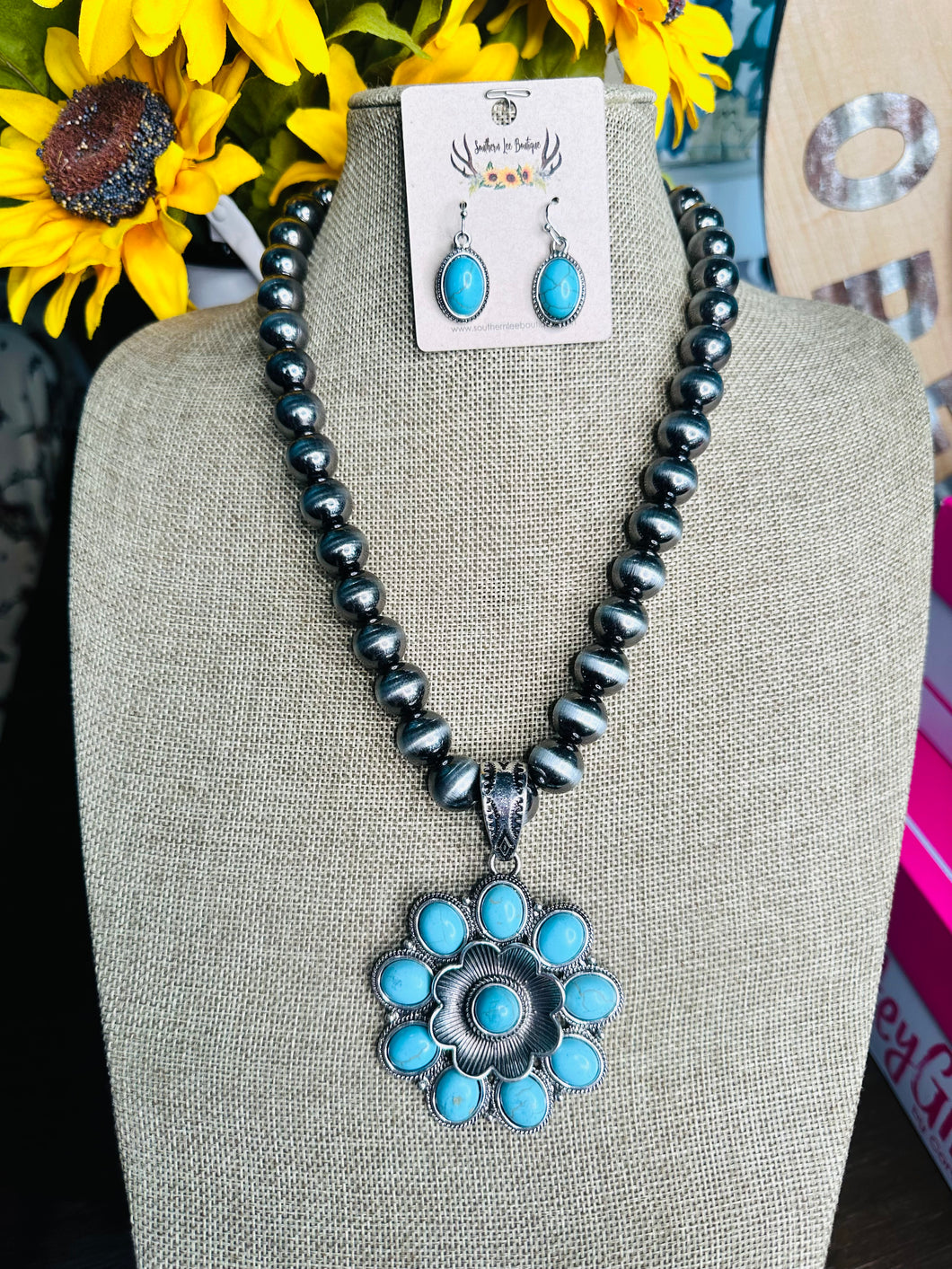 Bloom Necklace Set - Turquoise