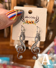 Load image into Gallery viewer, Silver Music Note Earrings
