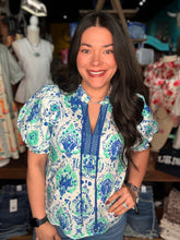 Load image into Gallery viewer, Paisley Blue Blouse
