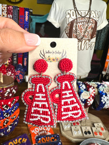 Cheer Earrings - Maroon & White