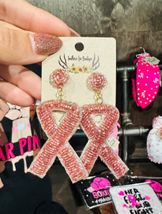 Breast Cancer Ribbon Earrings