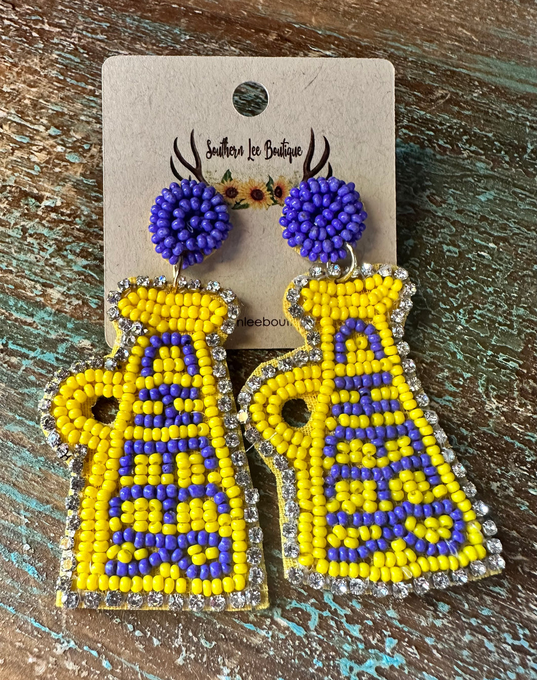 Cheer Earrings Yellow & Purple
