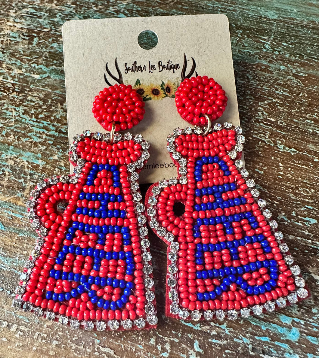 Cheer Earrings Red & Blue