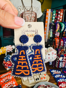 Cheer Earrings - Navy & Orange