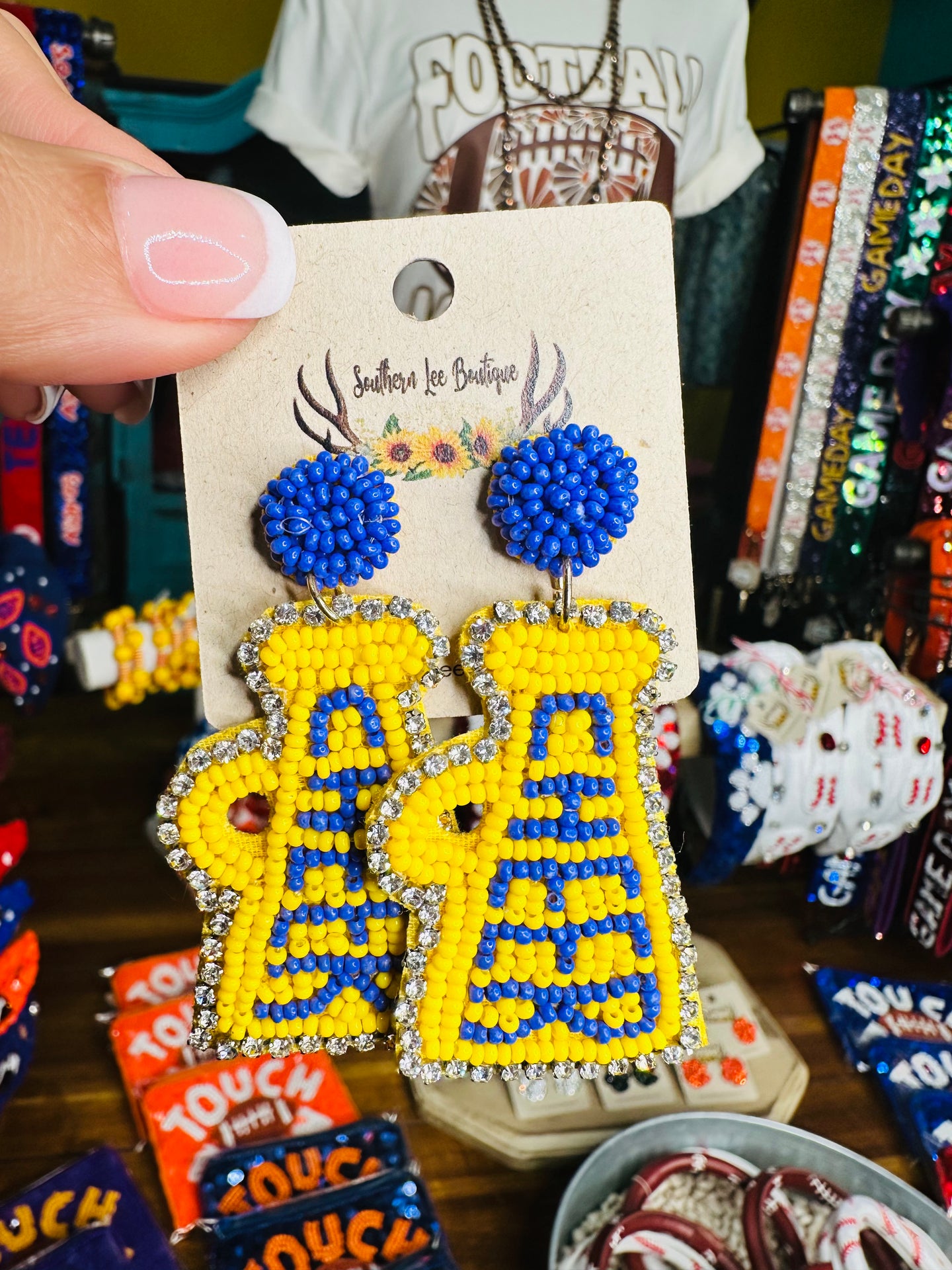Cheer Earrings - Yellow & Purple