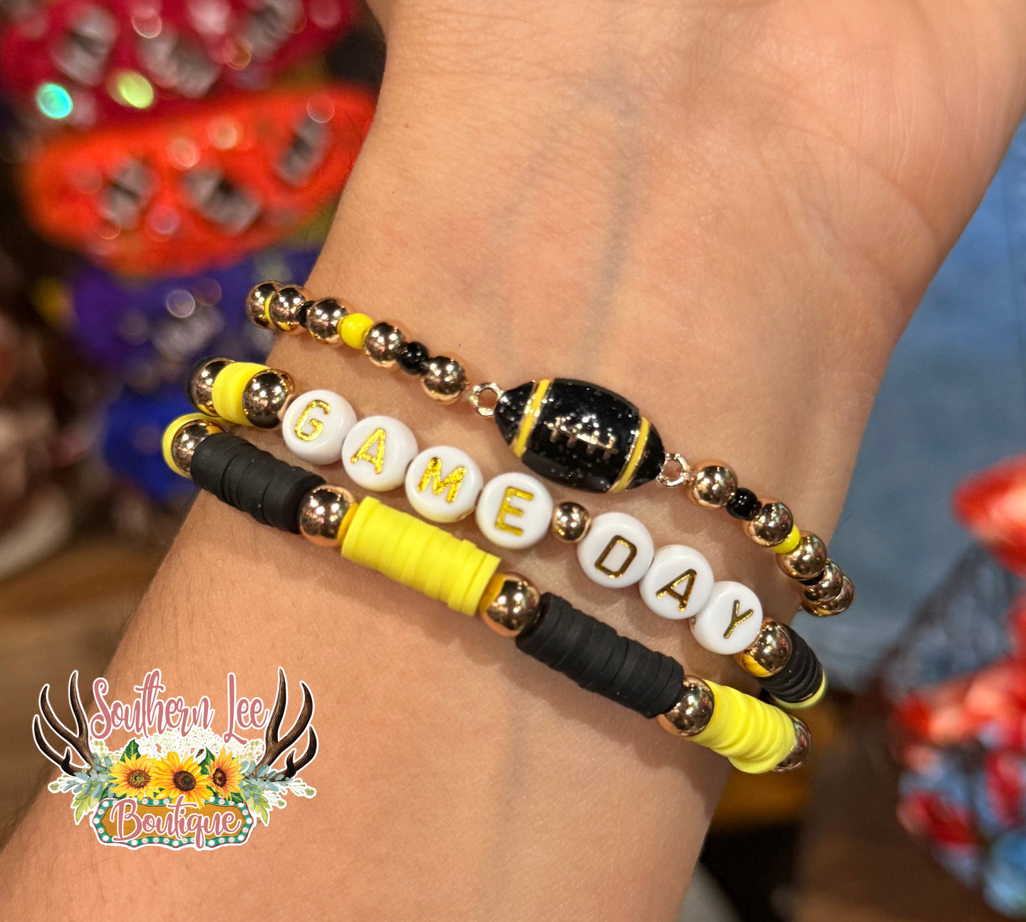 Yellow/Black Game Day Bracelet Set