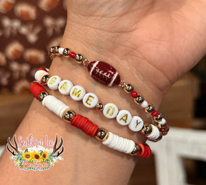 Red/White Game Day Bracelet Set