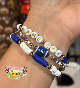 Blue/White Game Day Bracelet Set