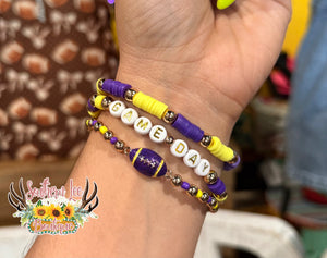 Yellow/Purple Game Day Bracelet Set