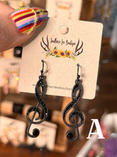 Load image into Gallery viewer, Black Music Note Earrings
