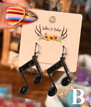 Load image into Gallery viewer, Black Music Note Earrings

