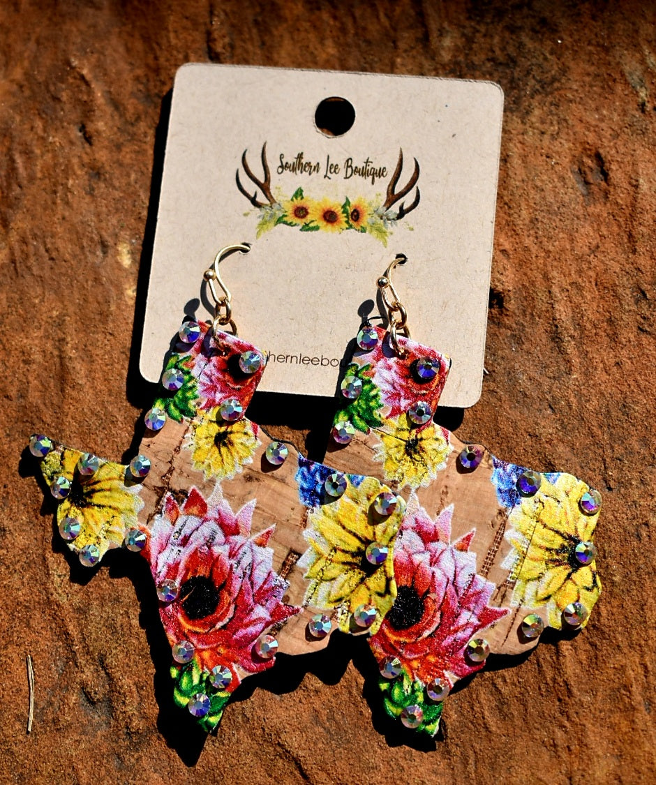 TX TAN BLOOM EARRINGS