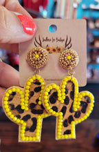 Load image into Gallery viewer, LEOPARD CACTUS EARRINGS
