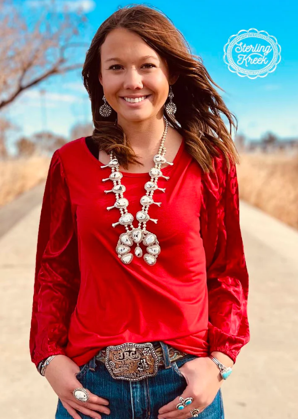 LADY IN RED BLOUSE