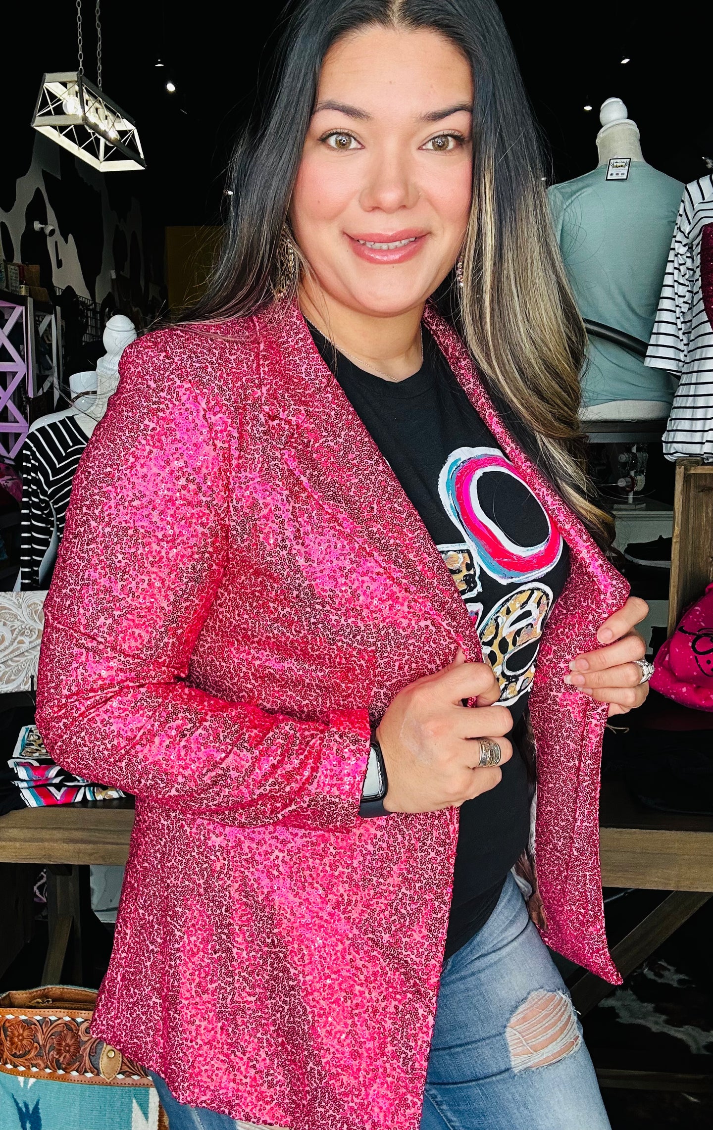 HOT PINK SEQUINS BLAZER